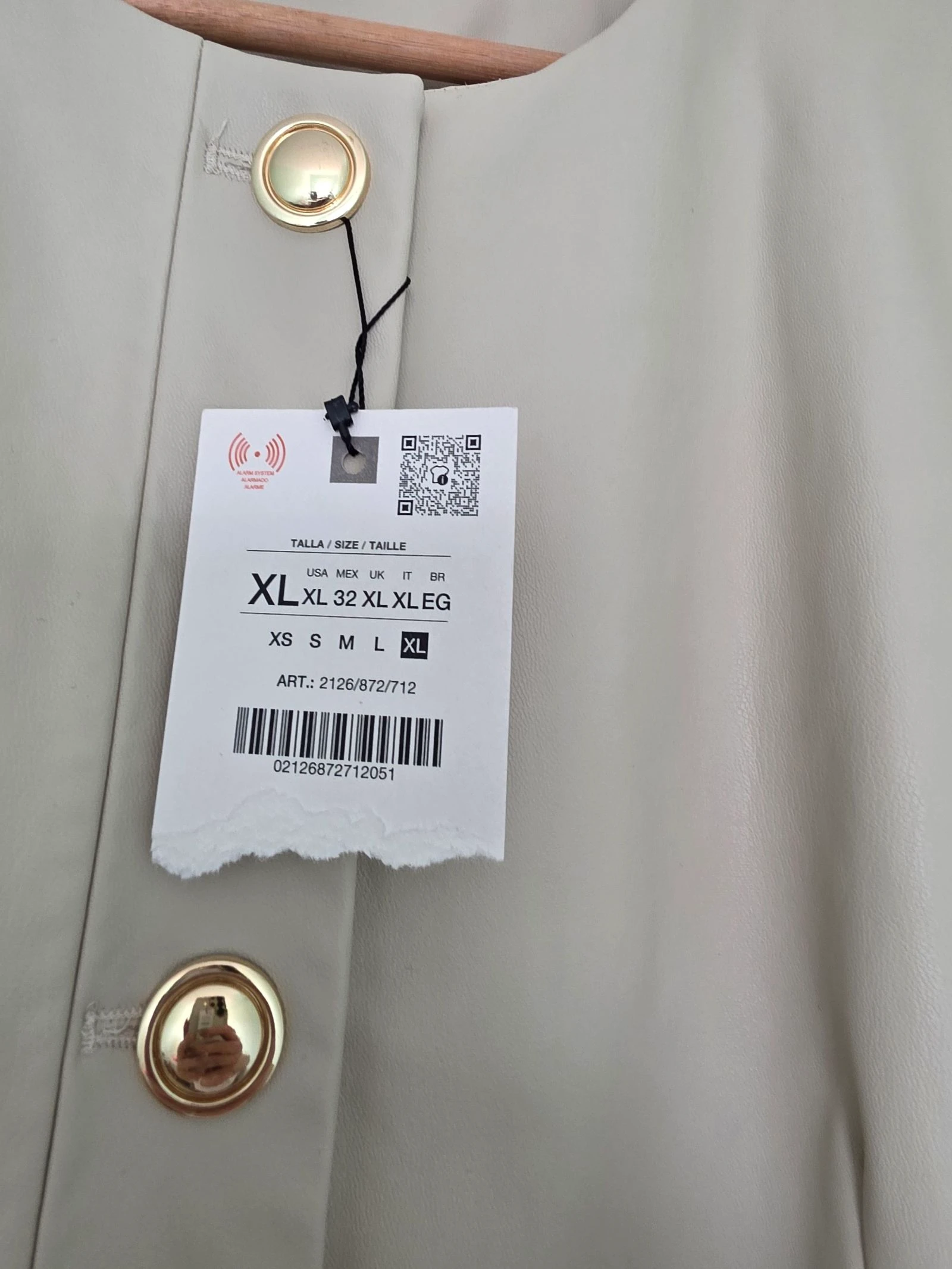 Blazer Peplum Creme Couro Sintético Novo | Zara | T.XL – photo 3